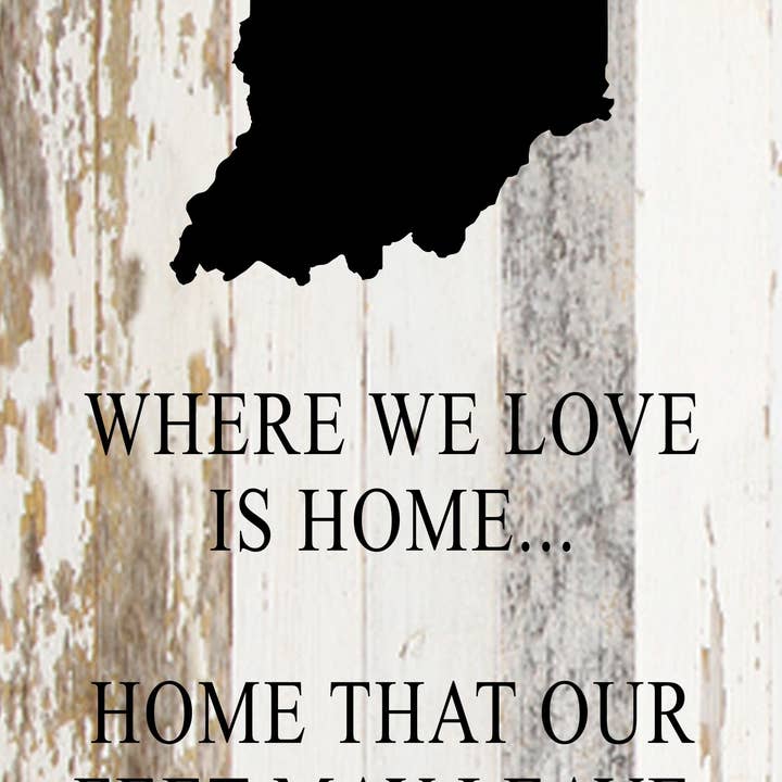 L'endroit où nous aimons est notre foyer que nos pieds peuvent quitter, mais pas notre cœur. Panneau en bois récupéré Oliver Wendell Holmes/6 « x 14" pour la vente par Second Nature by Hand