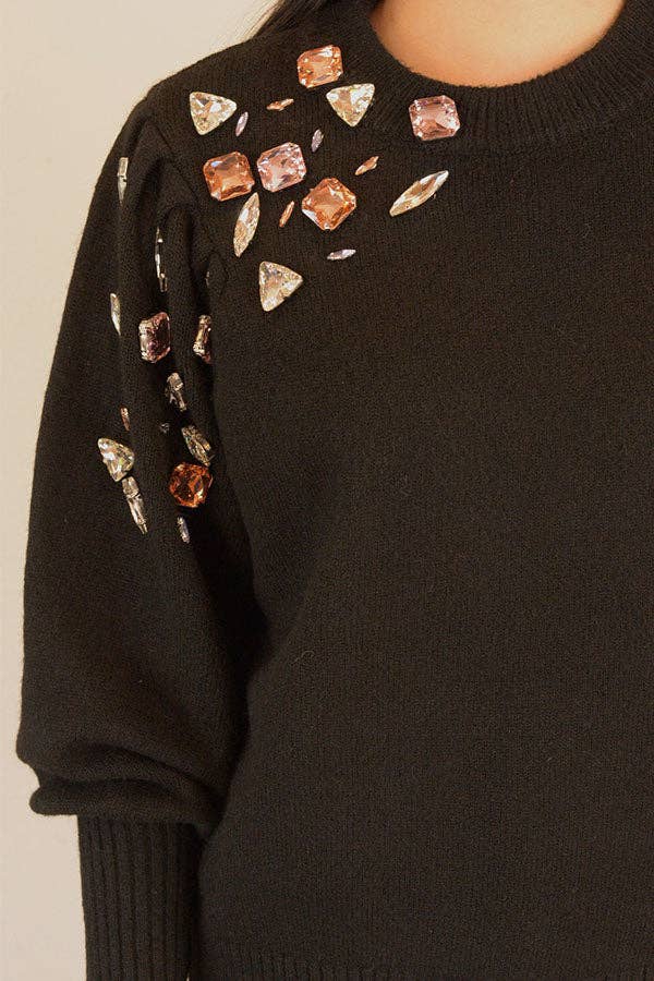 Ambiente - Wholesale Knit Sweater - Women's - HOLIDAY CRYSTAL APPLIQUES SWEATER - W2309JO7304910