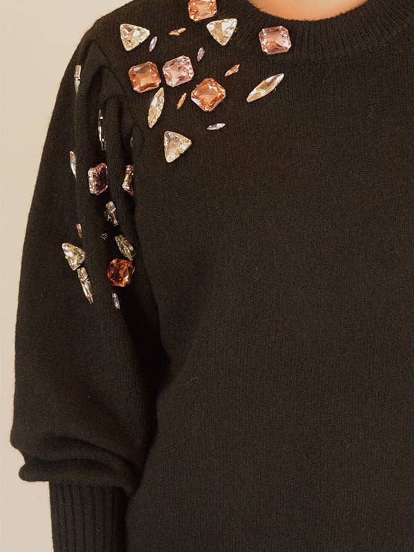 Ambiente - Wholesale Knit Sweater - Women's - HOLIDAY CRYSTAL APPLIQUES SWEATER - W2309JO7304910