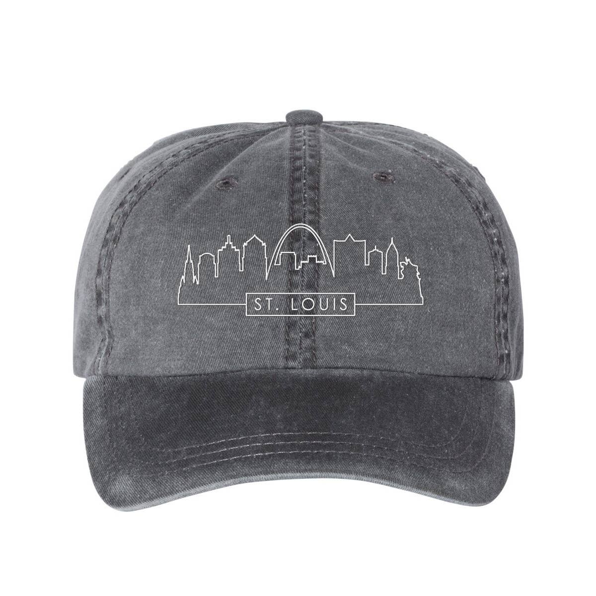 Lucky Luna Apparel - Wholesale Baseball Cap - Unisex - Skyline St. Louis Embroidered Pigment Dyed Dad Hat15