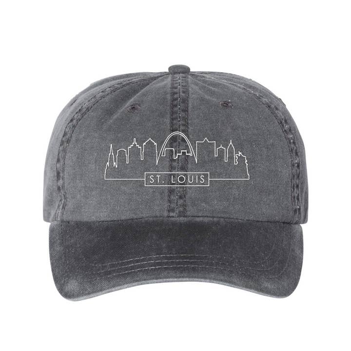 Lucky Luna Apparel - Wholesale Baseball Cap - Unisex - Skyline St. Louis Embroidered Pigment Dyed Dad Hat15