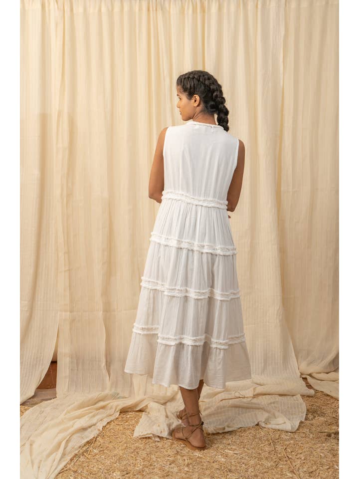 Label Reyya - Wholesale Jurk - Dames - Gevlochten witte Maxi5