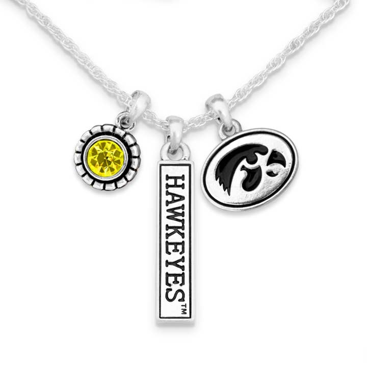 From The Heart - Wholesale Pendant/Charm Necklace - Iowa Hawkeyes Trifecta Necklace