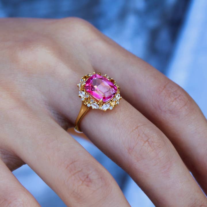 Vivian Grace Jewelry - Wholesale Cocktail/Statement Ring - The Poppy Ring - Pink Topaz and Citrine