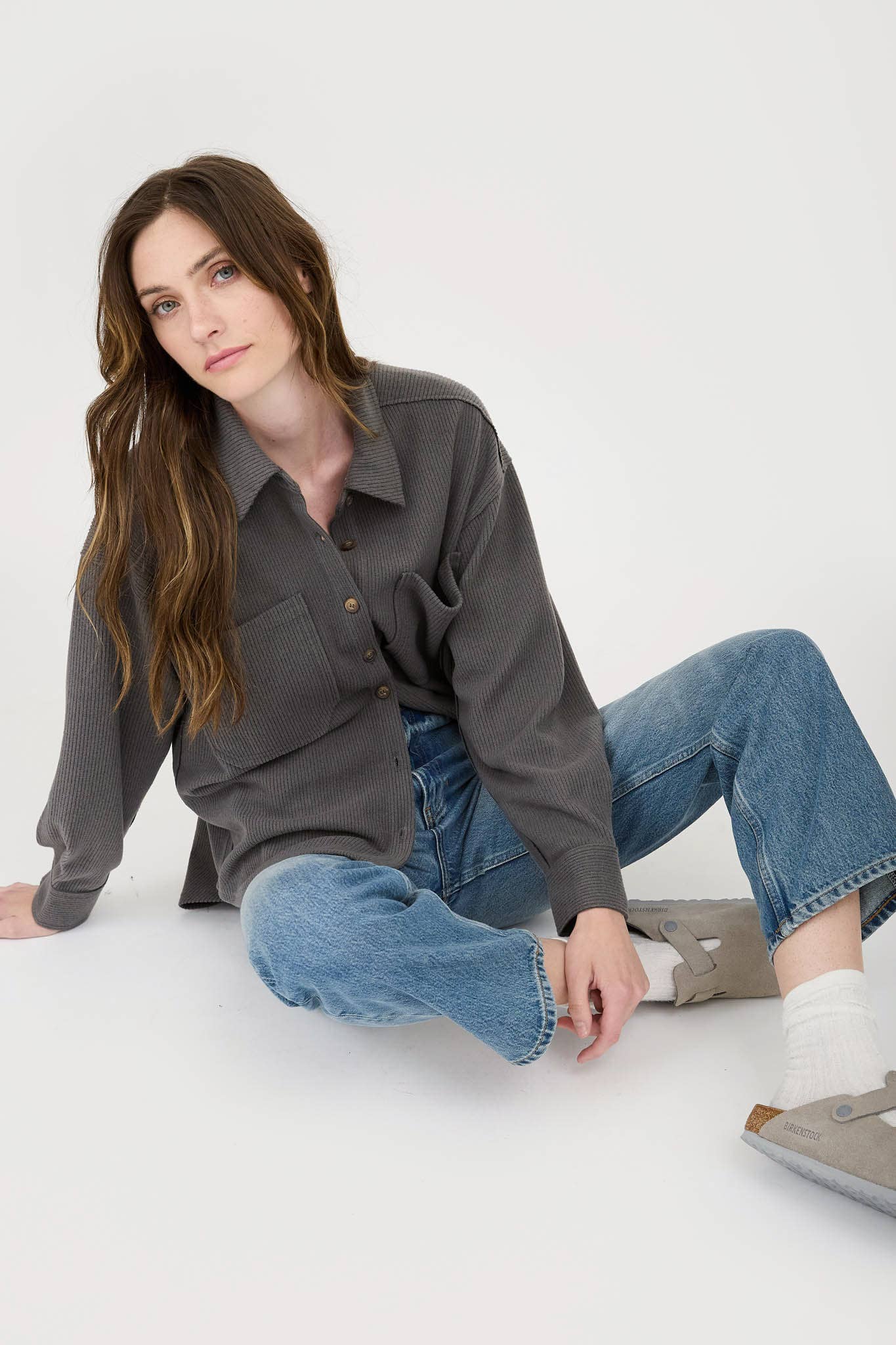 Blu Pepper - Wholesale Knit Top - Women's - RIB KNIT EXPOSED SEAM BUTTON UP TOP14