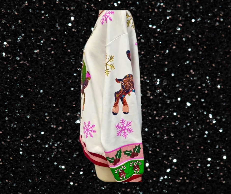 Froux-Froux Frog - Wholesale Sweatshirt - Women's - Retro Santa and Reindeer Sweatshirt2