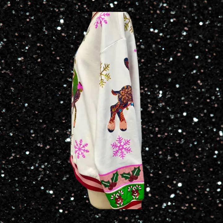 Froux-Froux Frog - Wholesale Sweatshirt - Women's - Retro Santa and Reindeer Sweatshirt2