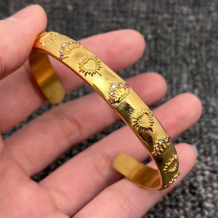 Mio Queena - Wholesale Cuff Bracelet - Tarot Style 18K Gold Plated S.Steel Cuff Bangle - FGS/MS