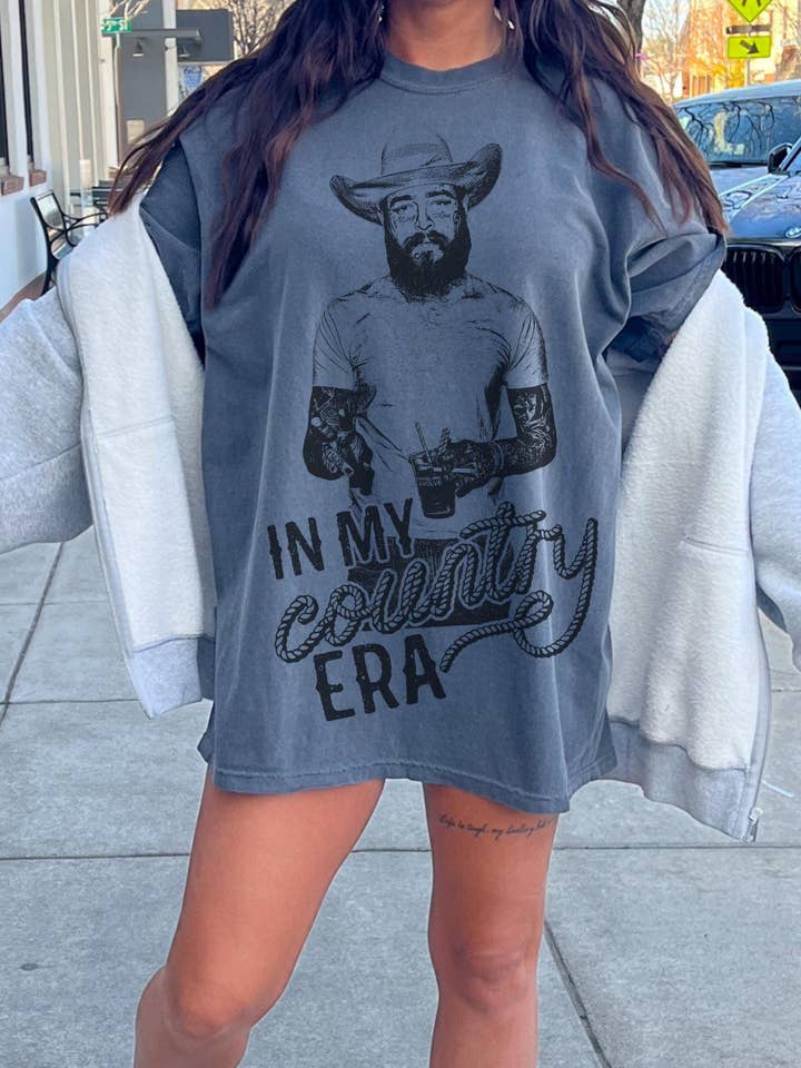 Retro Country Music Garment Dyed Oversized Tee for wholesale by Monday Muse