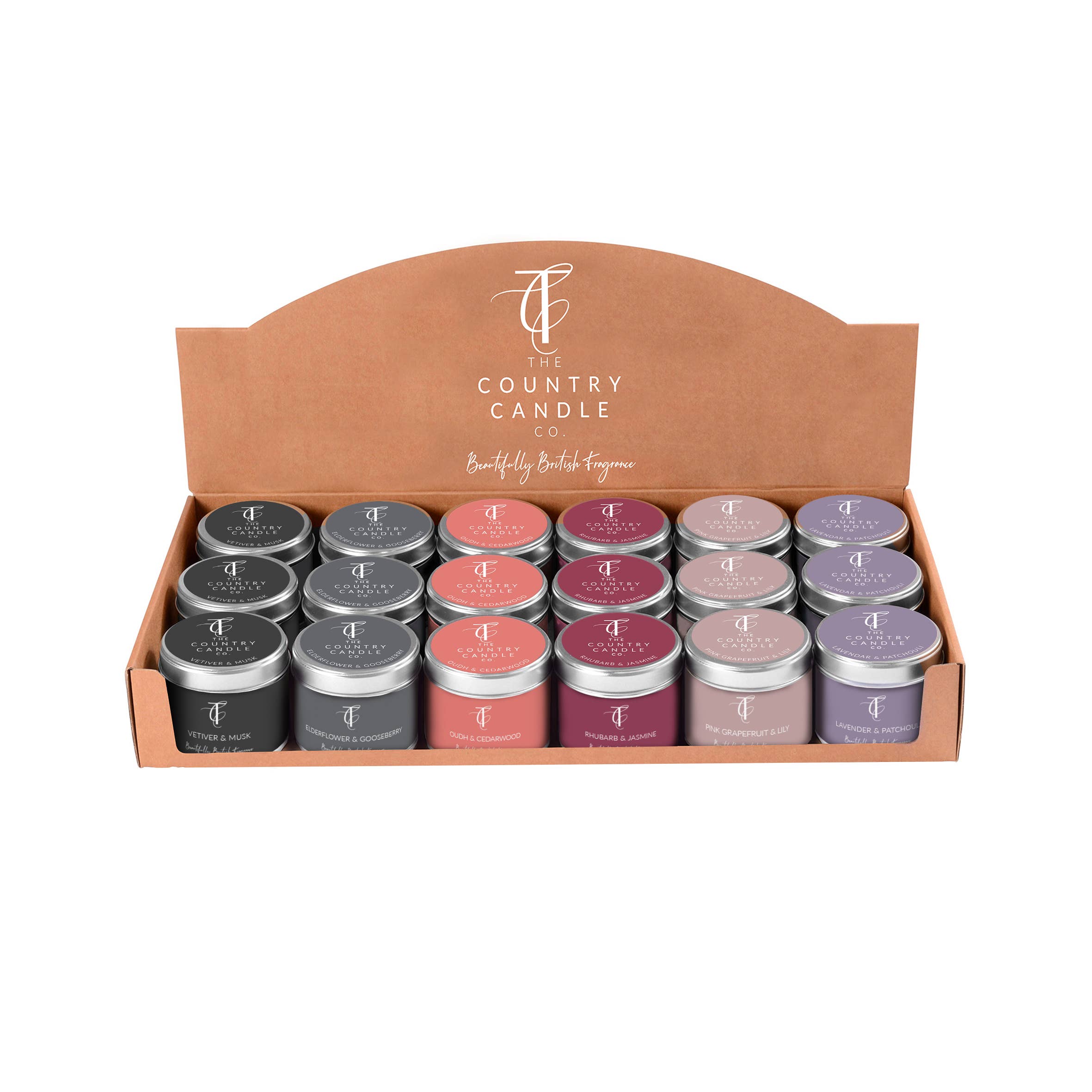The Country Candle Co. - Wholesale Retailer Display - Home & Living - Pastels-18 Tin Counter Top Display Unit (CDU) Collection 1