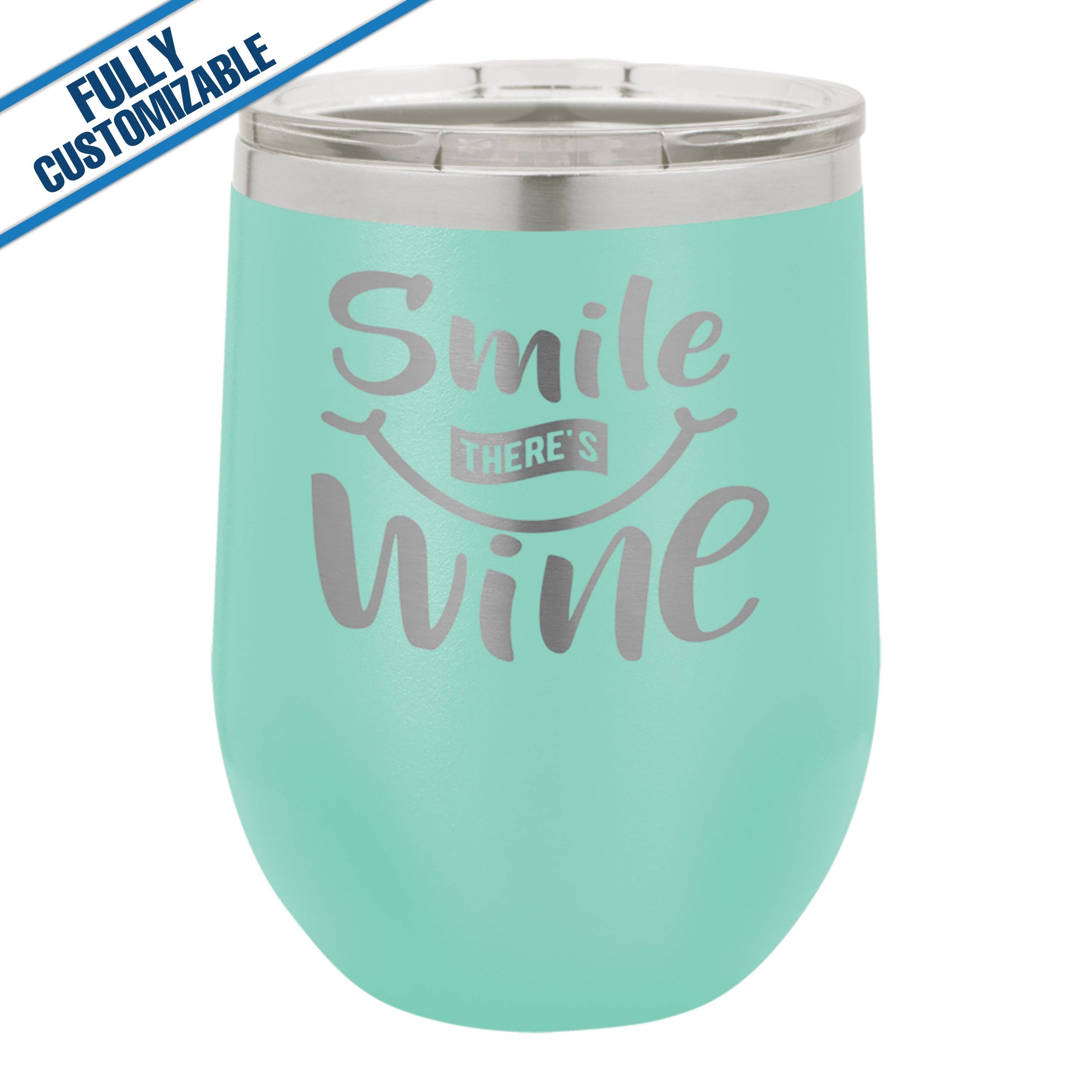 GiftWorksPlus - Vente Gourde/bouteille isotherme - 12 oz. Gobelet à vin gravé sans pied entièrement personnalisable5