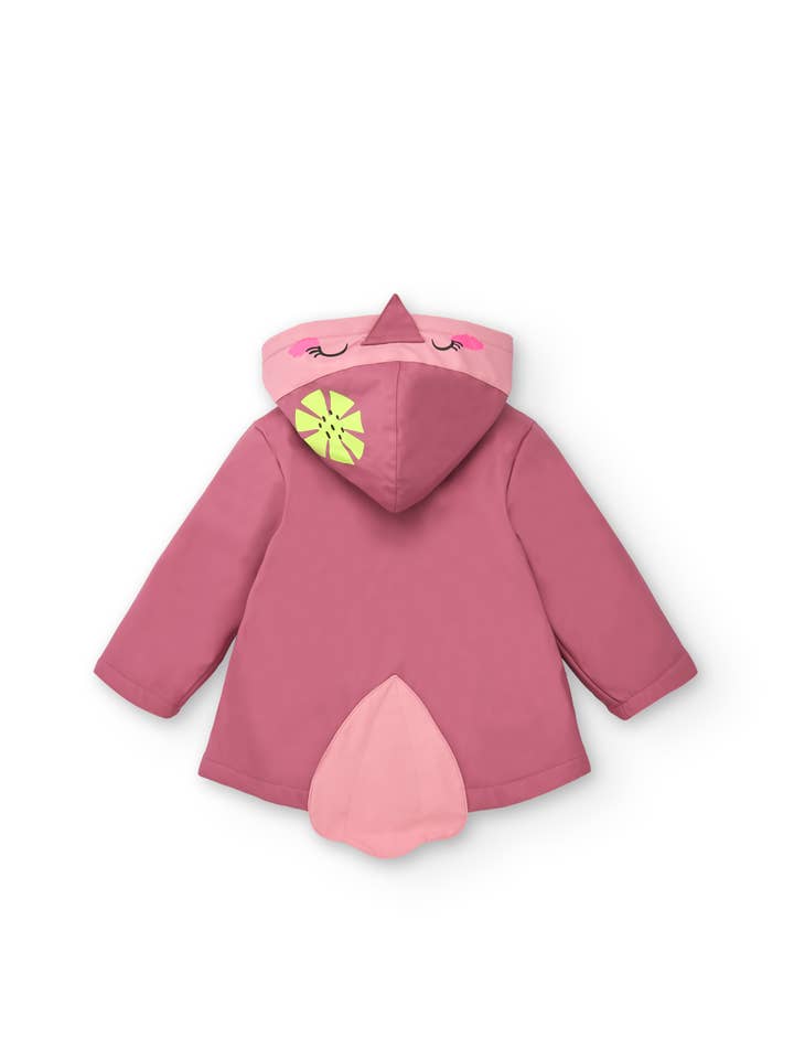 tuc tuc - Venta al por mayor Gabardina - Niños - Abrigo rosa con capucha y diseño de pajarito niña