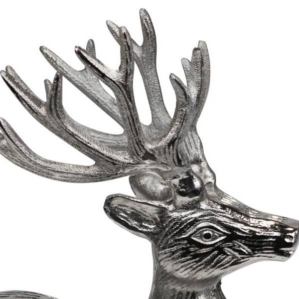 Michael & Philipp Noll e. K. – Großhandel Weihnachtsschmuck – Hirsch Deko Metall Silber 27 cm3