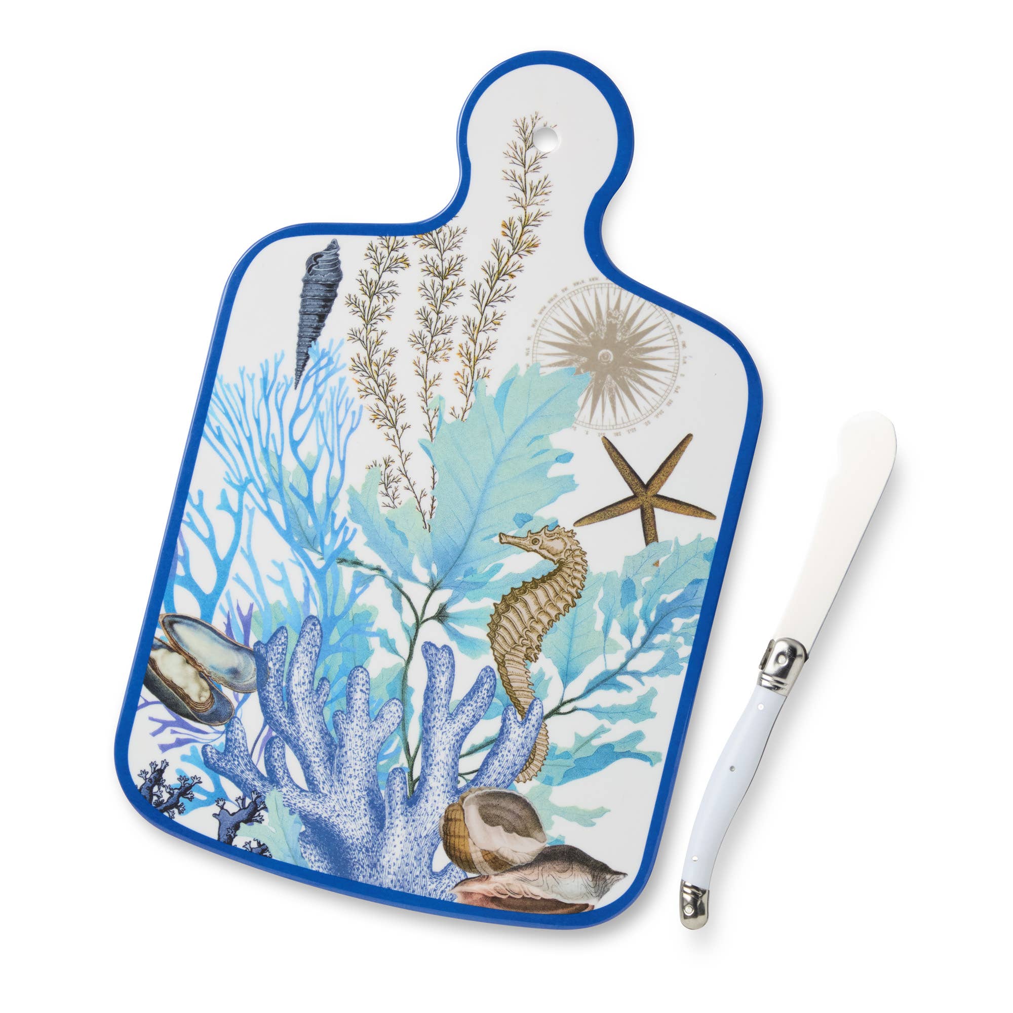 Certified International - Venta al por mayor Tablas de quesos - Tabla de quesos Blue Lagoon 13,25 pulgadas x 8 pulgadas con cuchillo2