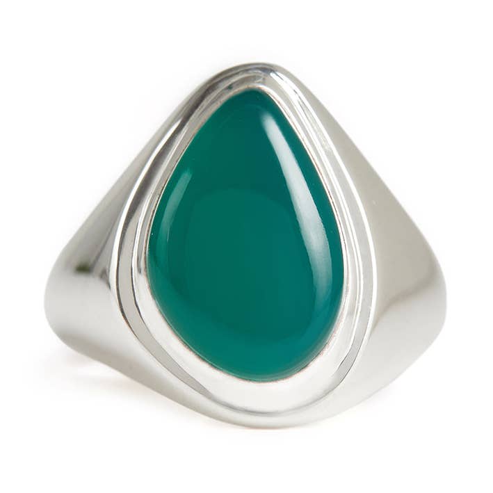 Bague Apollo en argent et onyx vert pour la vente par Rachel Entwistle Jewellery