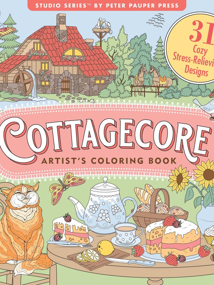 Cottagecore Adult Coloring Book for wholesale by Peter Pauper Press