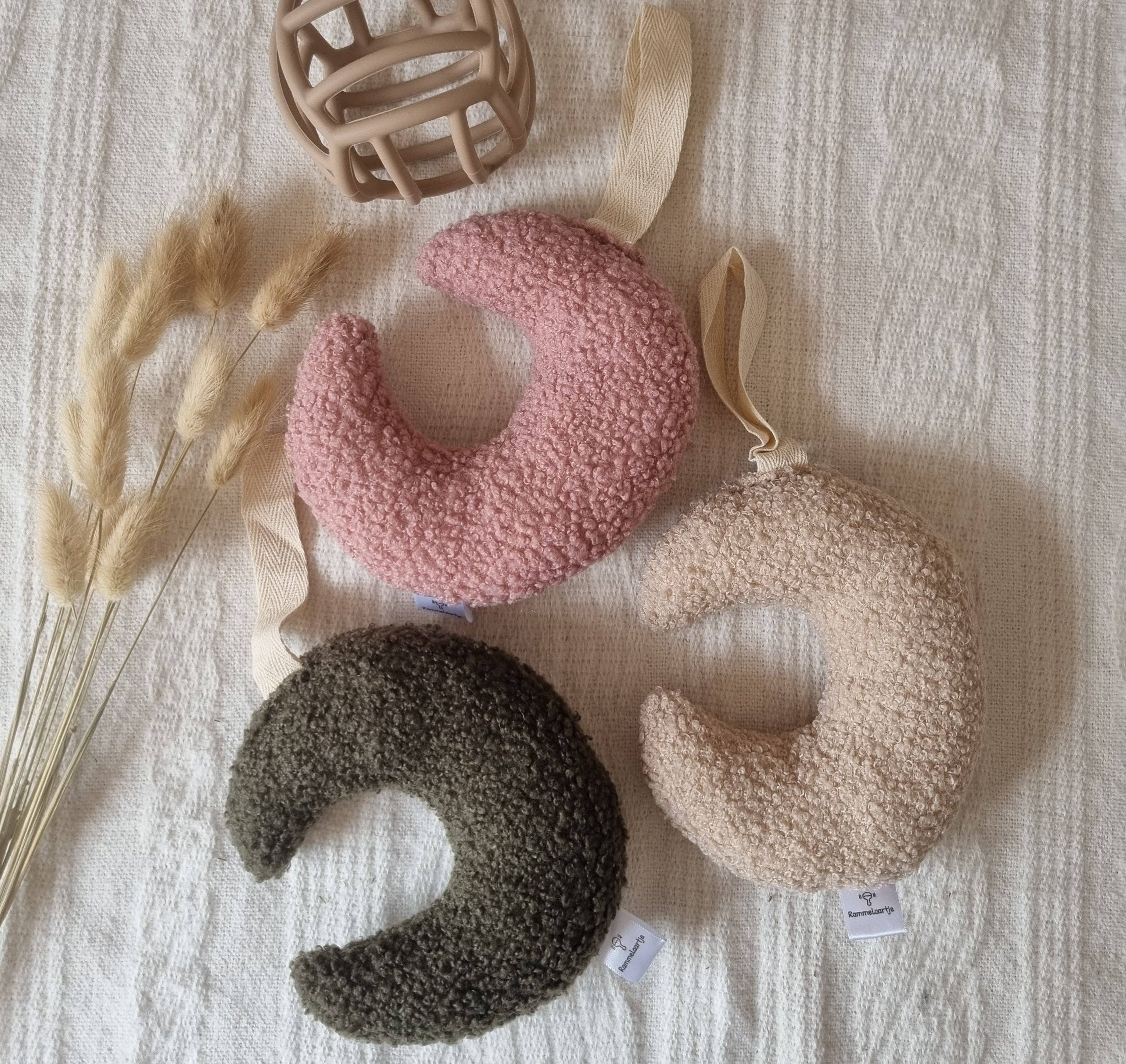 Rammelaartje - Wholesale Pacifier - Baby - Pacifier clip filled Teddy Cloth Moon - Army3