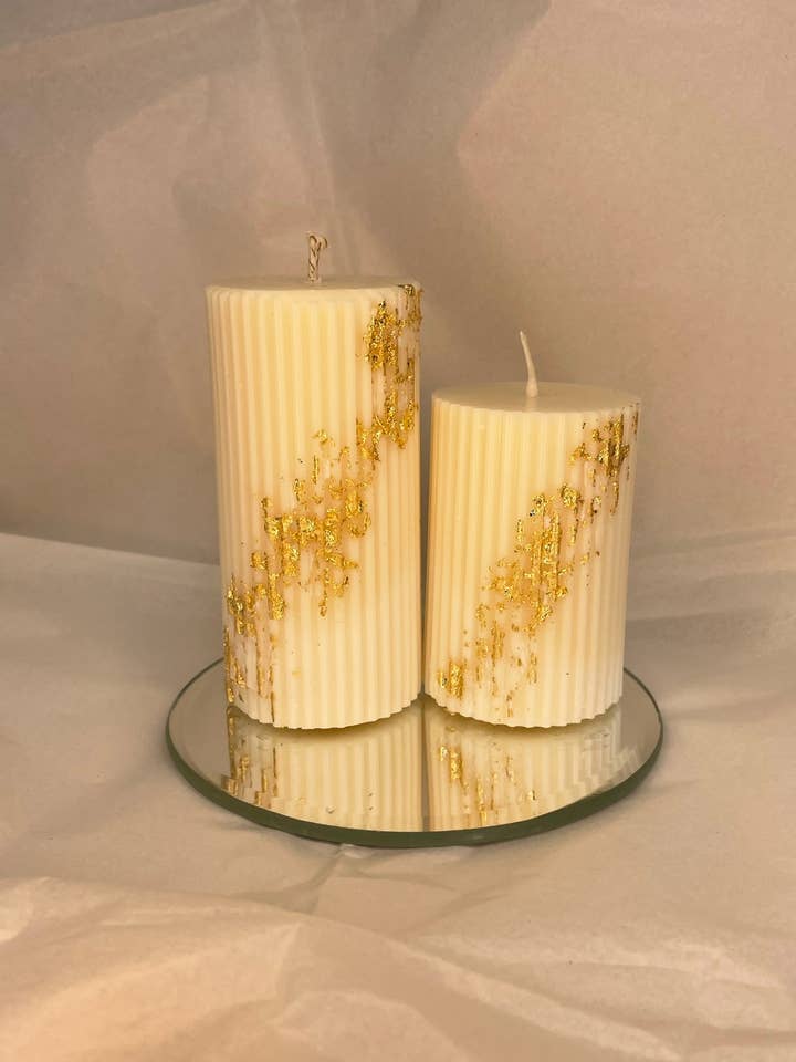 Double Ribbed Pillar Candle for wholesale by The Sunday Candle Co