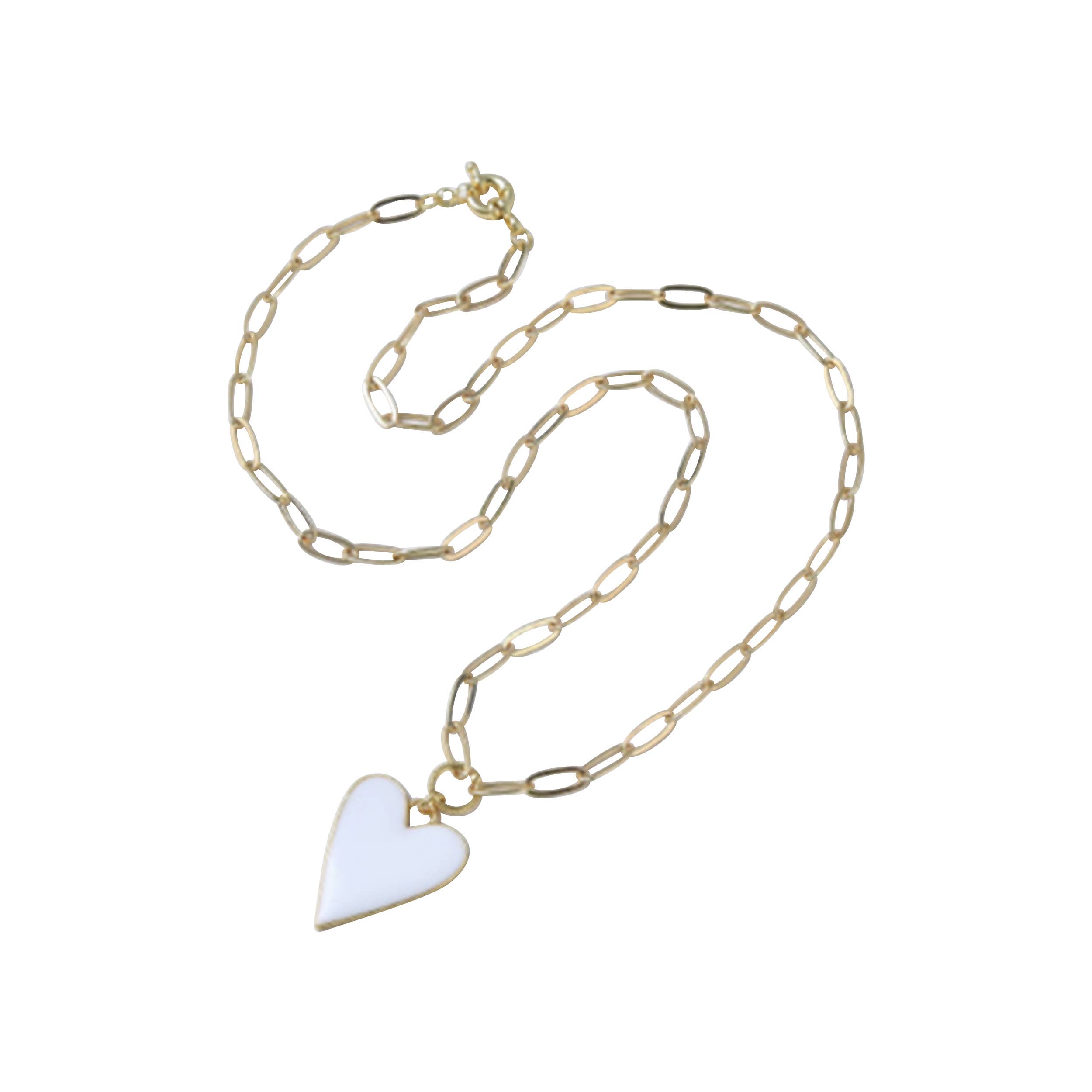 Malibu Sugar - Wholesale Pendant/Charm Necklace - Enamel Heart on Gold Chain Necklace Valentine's Day Gift1