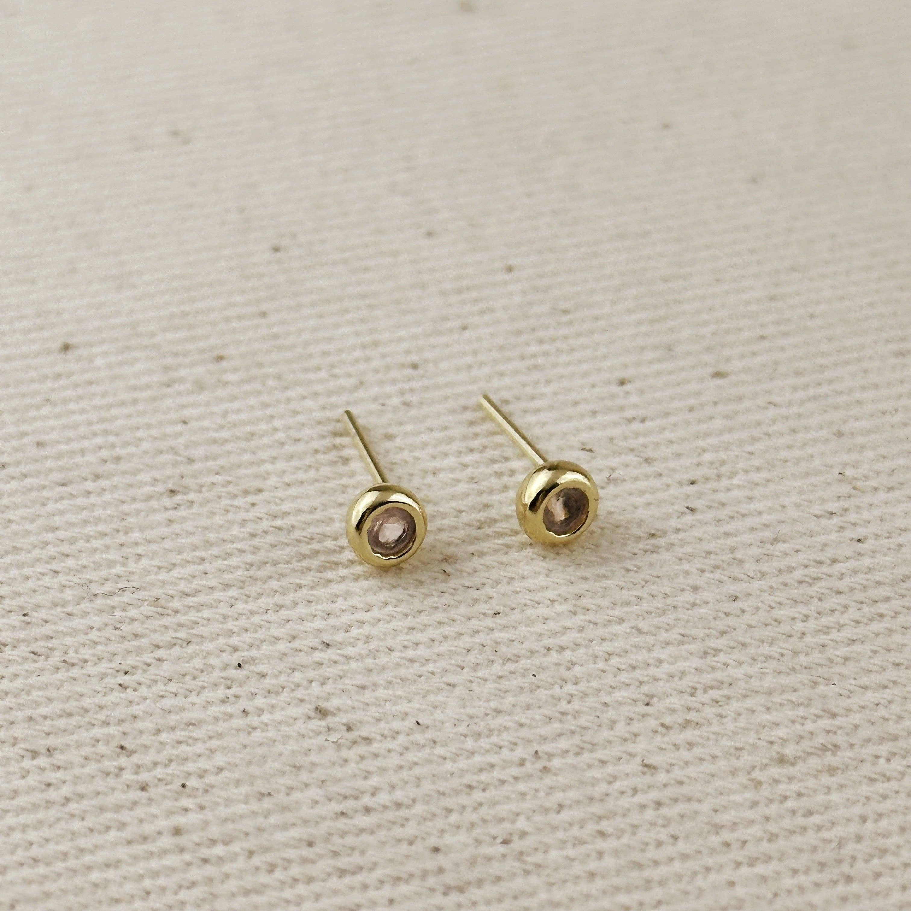 GoldFi - Wholesale Stud/Post Earrings - 18K Gold Filled Dainty Bezel CZ Birthstone Stud Earrings8