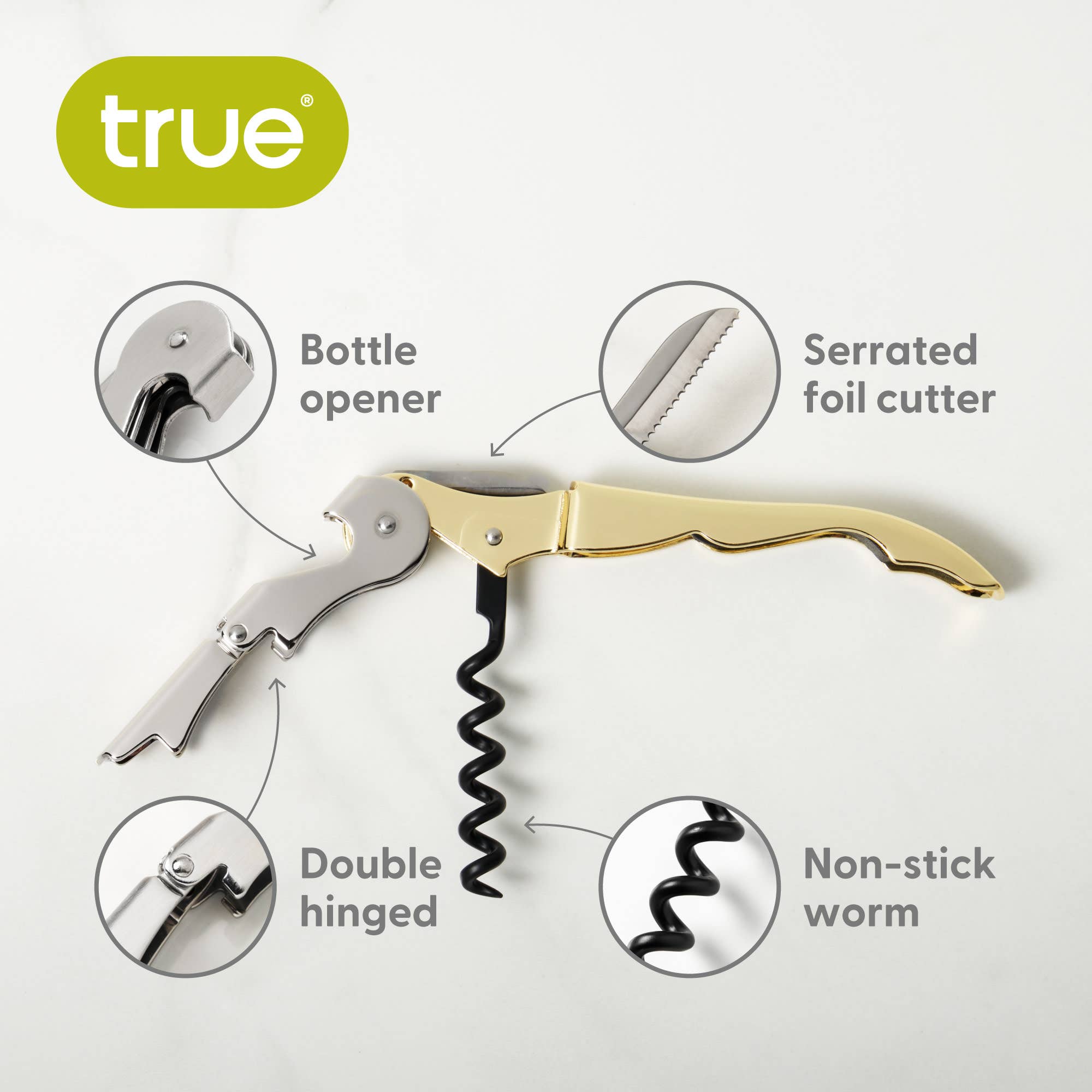 TRUE - Vente Ouvre-bouteille/tire-bouchon - Truetap Tire-bouchon à double charnière COULEURS ASSORTIES42
