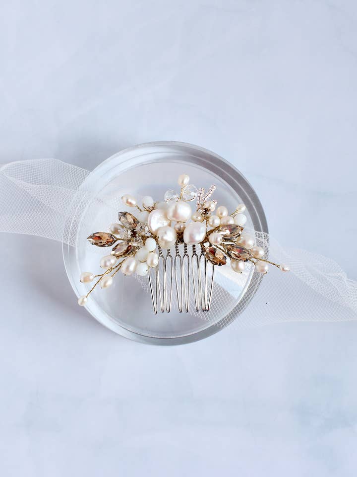 Petite Pearl Hair Comb for Bride for wholesale by Julia Key's Designs