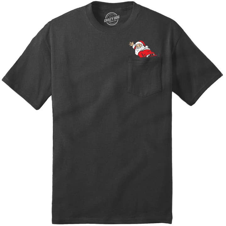 Mooning Santa Pocket Tee Men's T Shirt for wholesale by Crazy Dog T-Shirts
