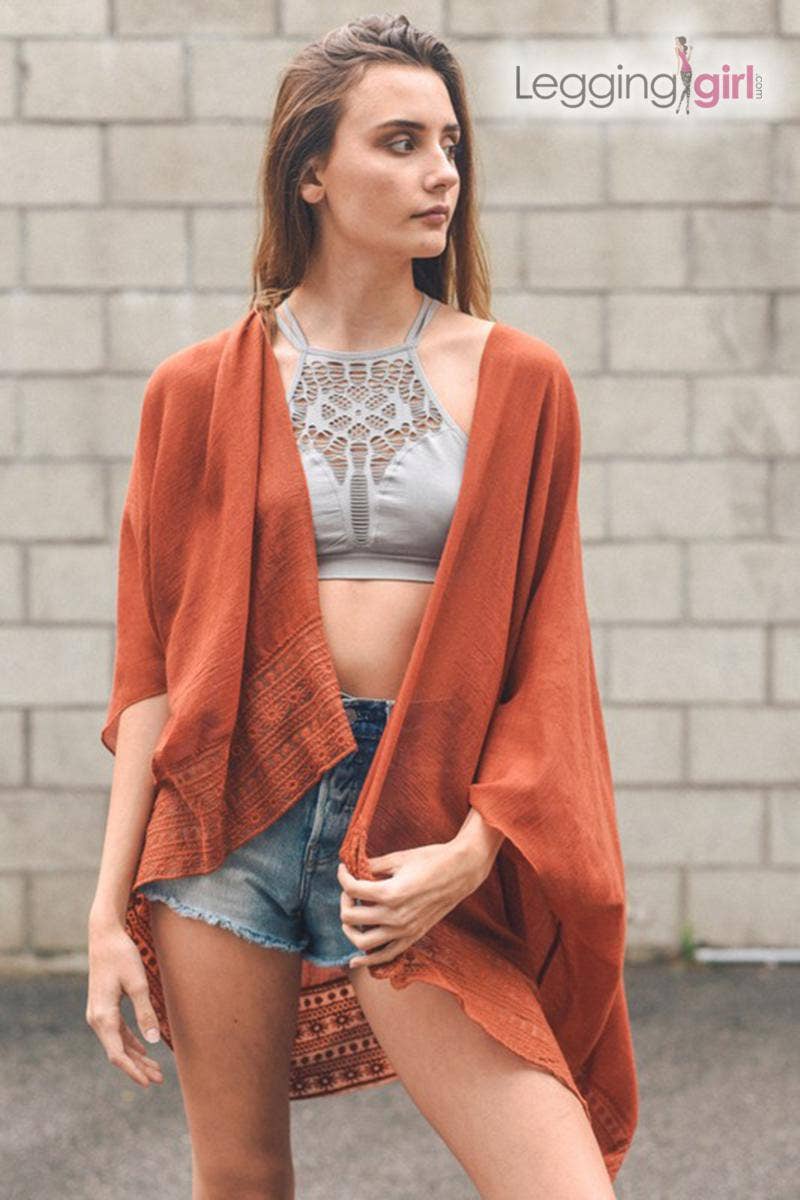 LeggingGirl.com - Vendita all'ingrosso Kimono - Donna - Kimono con pizzo - rame0