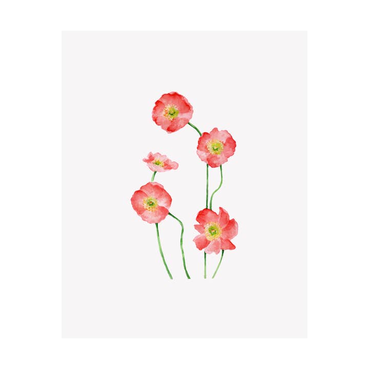 Floral Watercolor Art Giclee Print- Poppy for wholesale by Brake Ink Stationery