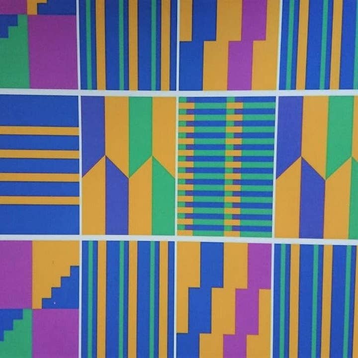 The Copper Fruit - Wholesale Flat Wrap - Luxury Gift Wrap - Kente Blue - Wrapping Paper3