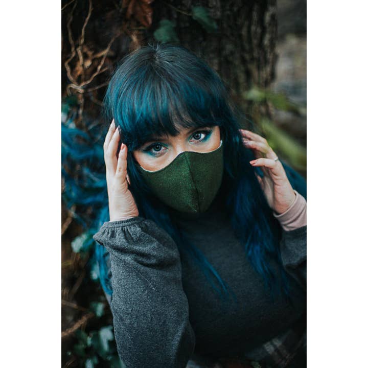 Costurero Real - Vente Masque/visière de protection pour le visage - Masque facial vert foncé filtre de poche en tissu lavable réutilisable
