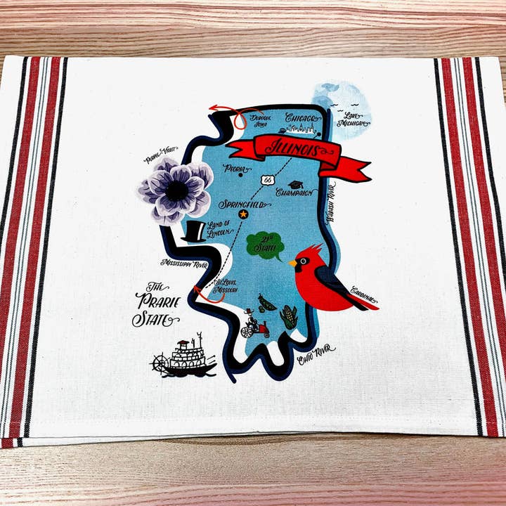 Illinois stribet bomuld viskestykke for engroshandel hos Gooseberry Designs