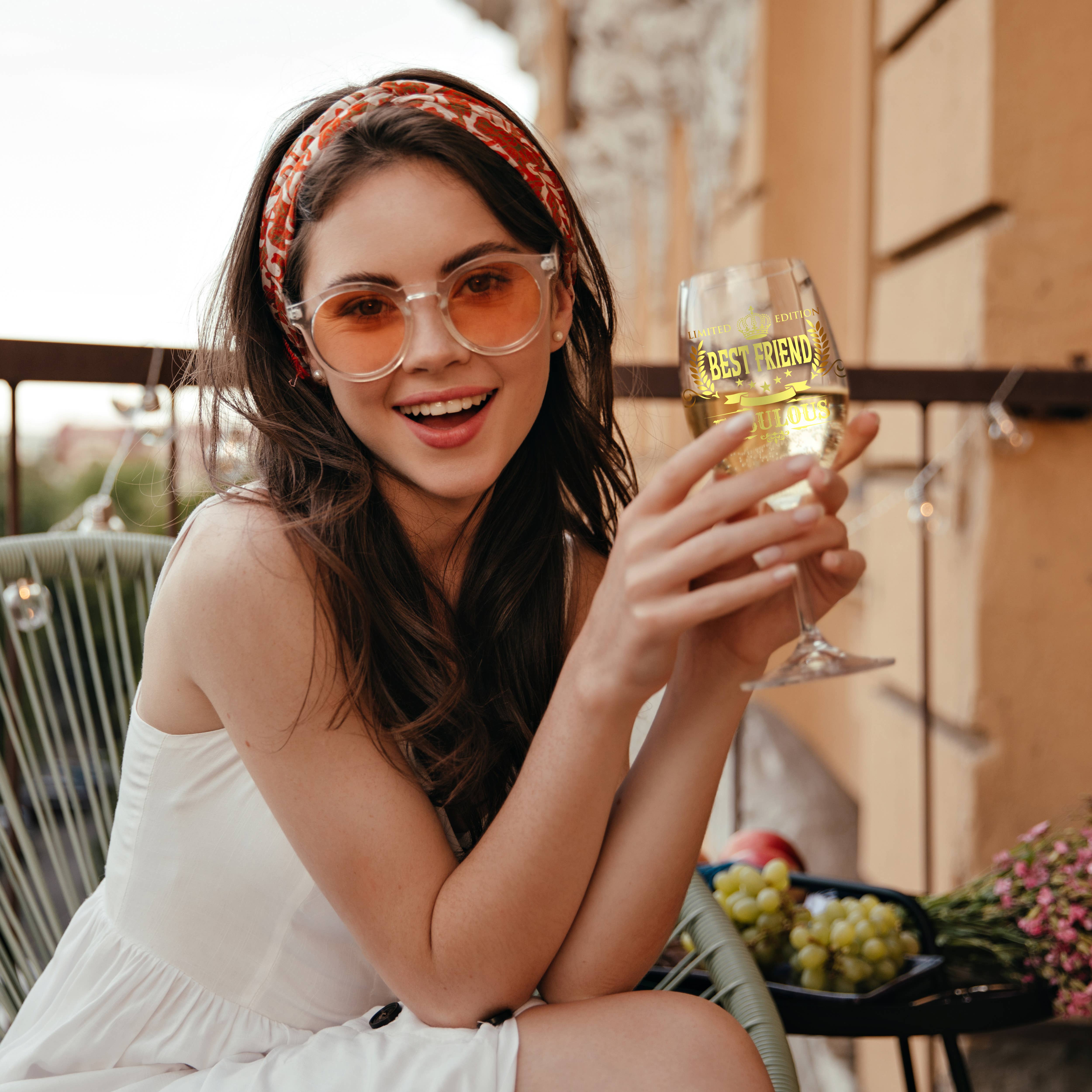 KIES HOME – wholesale Wine glass – Best Friend Wine Glasses Personalised Gifts 16 oz.2