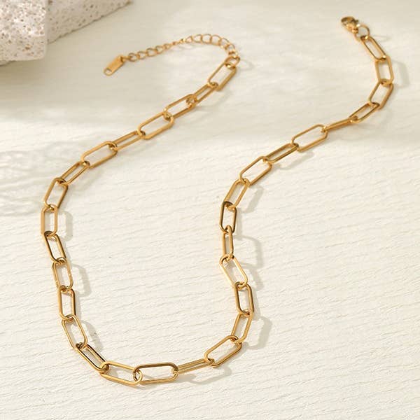 JOSSLYN by wall to wall - Wholesale Link & Chain Necklace - STAINLESS STEEL WATERPROOF TARNISH FREE NECKLACE | 40NK3188