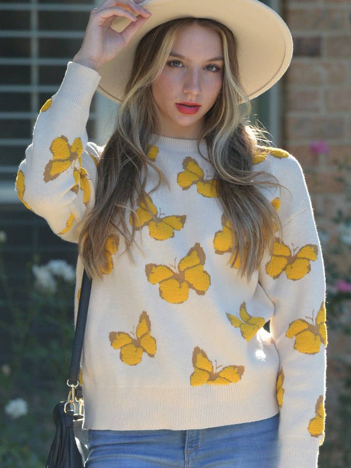 W2209MY32445- Suéter elegante con forma de mariposa para venta al por mayor de ESLEY