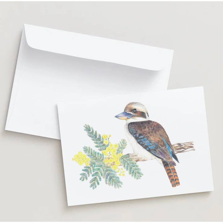 Kookaburra Wattle A6 Greeting Card for wholesale by Wild paper co.