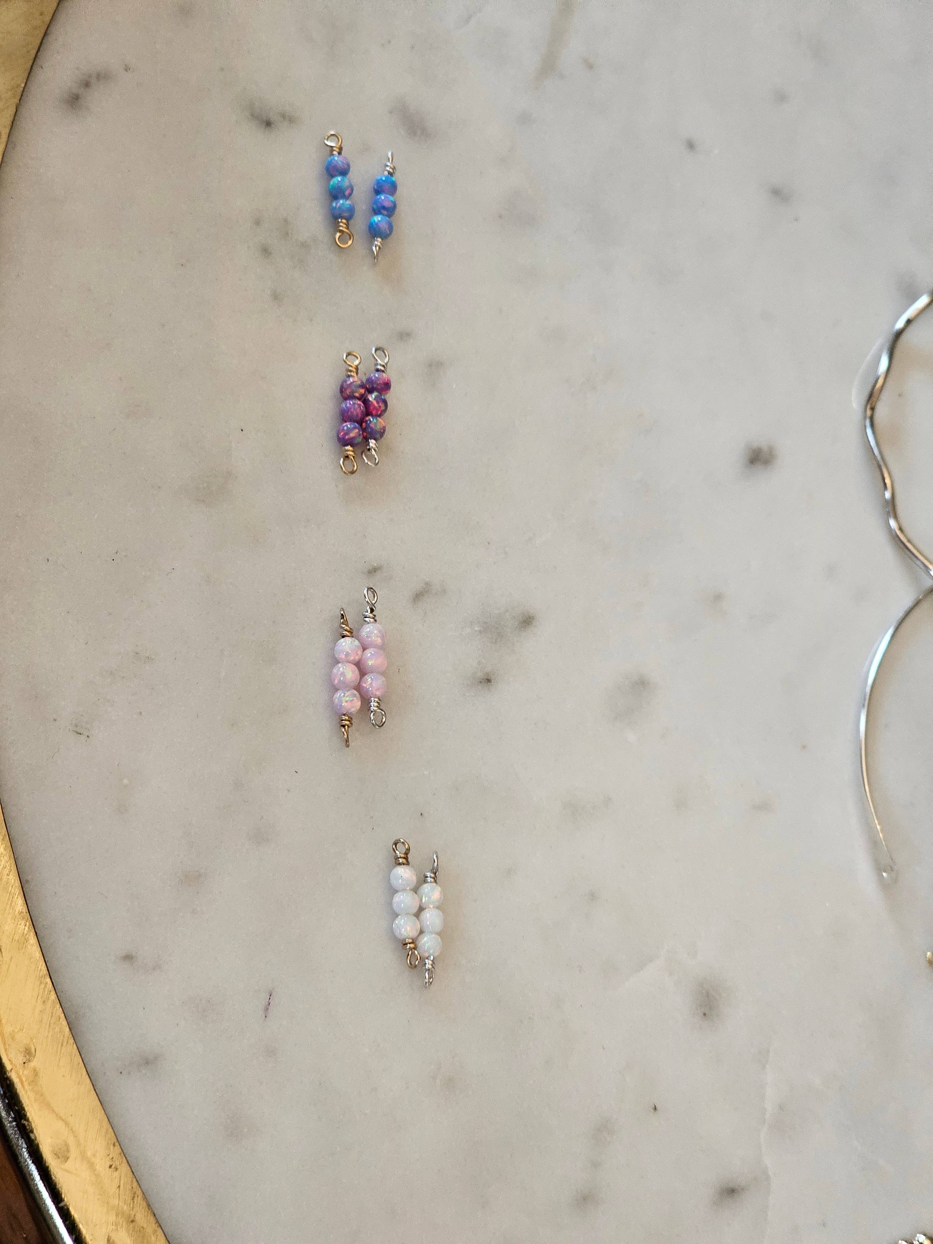 Half Moon Jewelry Designs - Wholesale Individual Charm/Pendant - Opal connector for permanent jewelry, Flashy Opal2