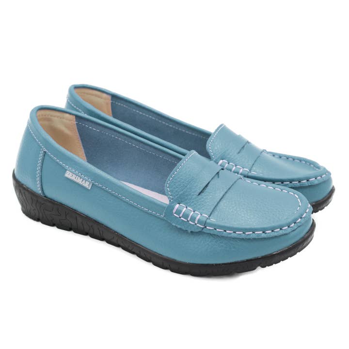 Azul Mocasines de cuero para mujer Zerimar - Zapatos de vestir cómodos, azul de venta al por mayor en Faire