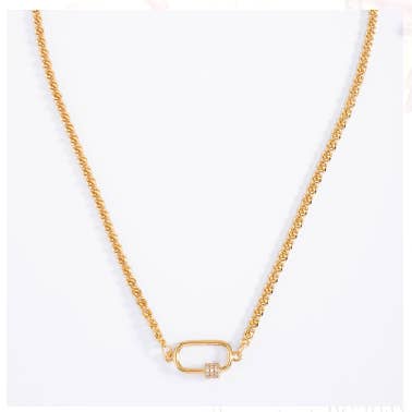 Golden Brooch with Stones Necklace for wholesale by Celine