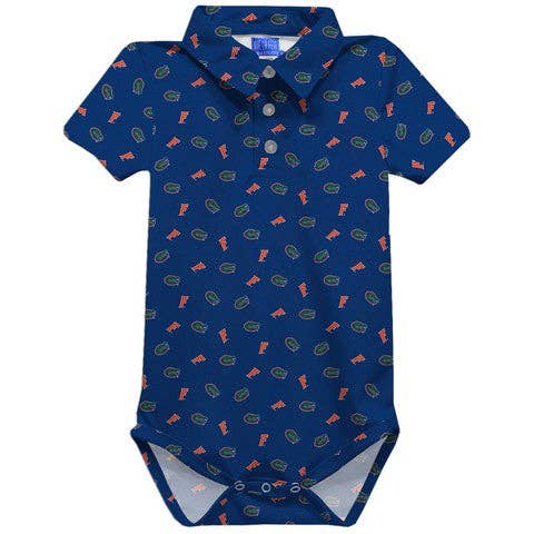 Florida Gators Vive La Fete Repeat Logo Royal Short Sleeve Polo Onesie for wholesale by Vive La Fete