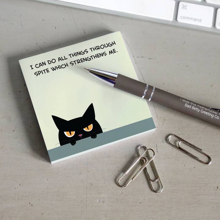 Bad Betty Greeting Co. - Wholesale Sticky Notes - I Can Do All Things Through Spite - Funny Sticky Note Pad