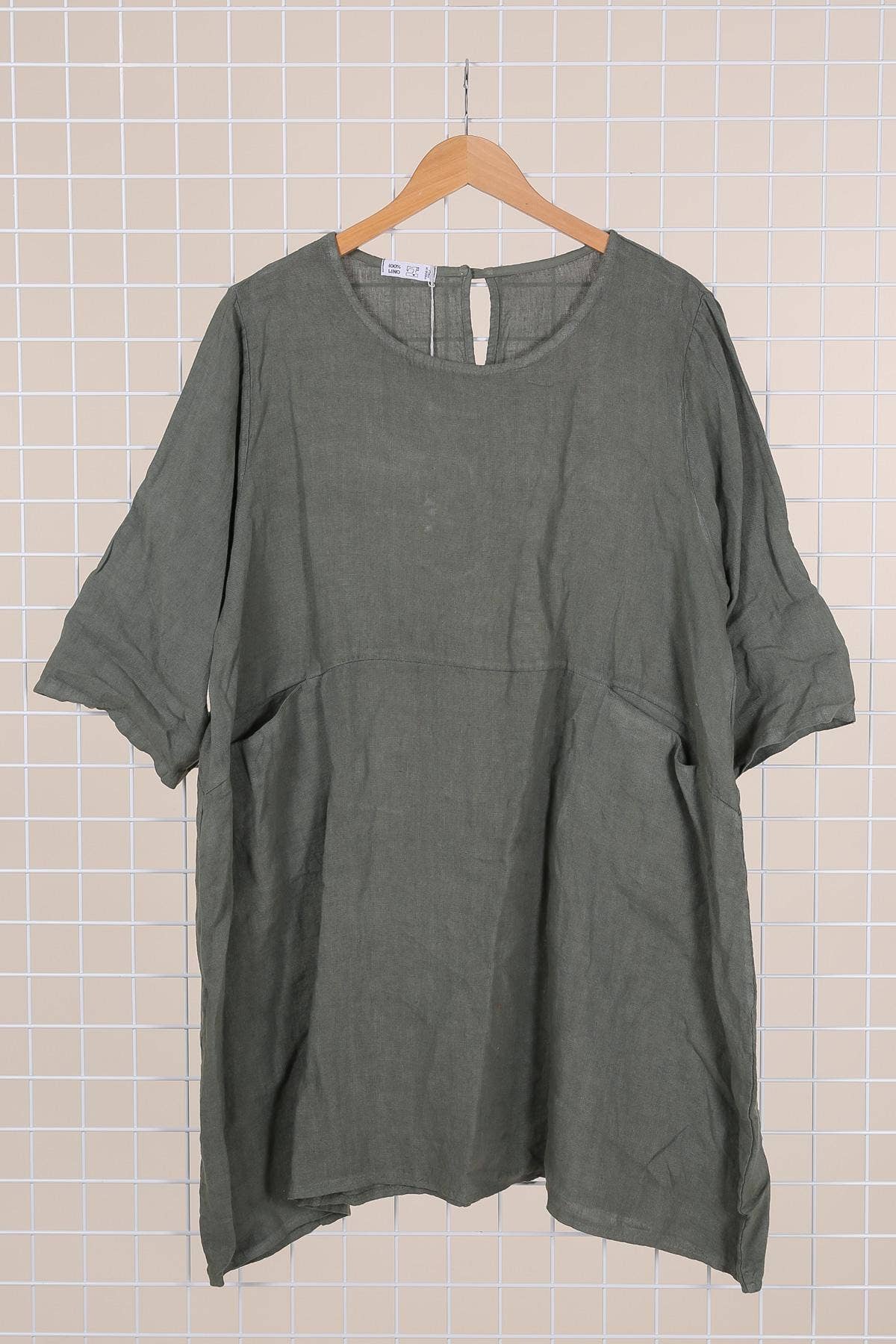 la maison des fibres naturelles – Engroshandel Kjole - Dame – Kort hørkjole med rund hals i 100 % hør 671943