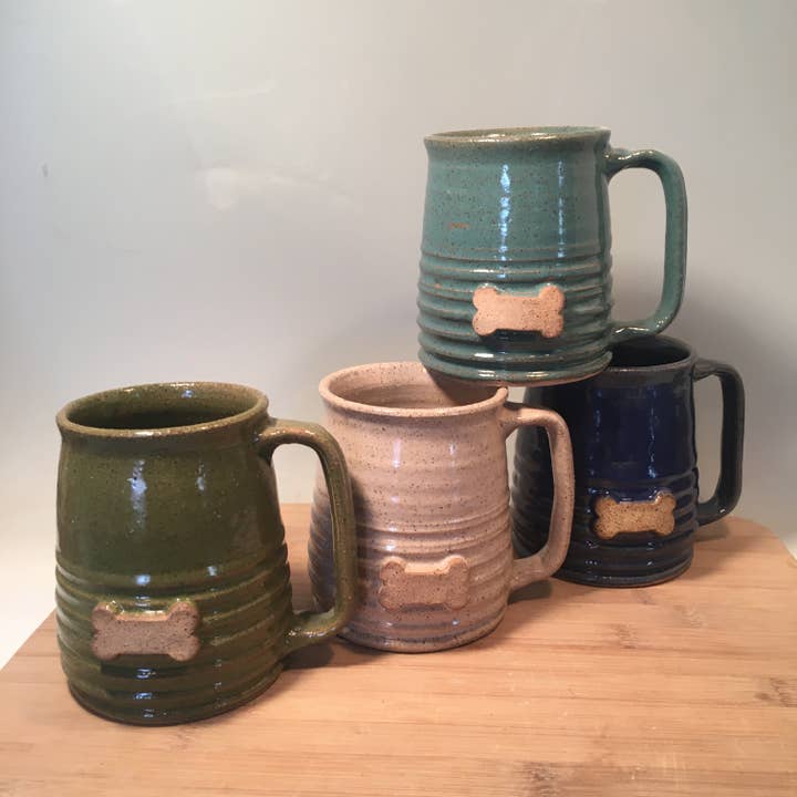 Dog Bone Mug for wholesale by Fatty Frog Pots Handmade Pottery