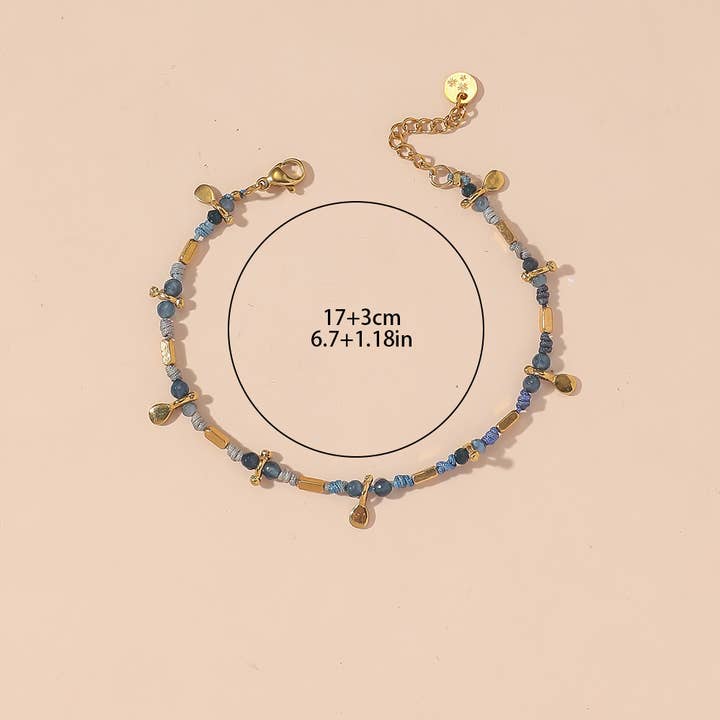 Blossom bijoux - Wholesale Woven/Braided Bracelet - Stainless steel cord bracelet with crystal beads 25BRA0013