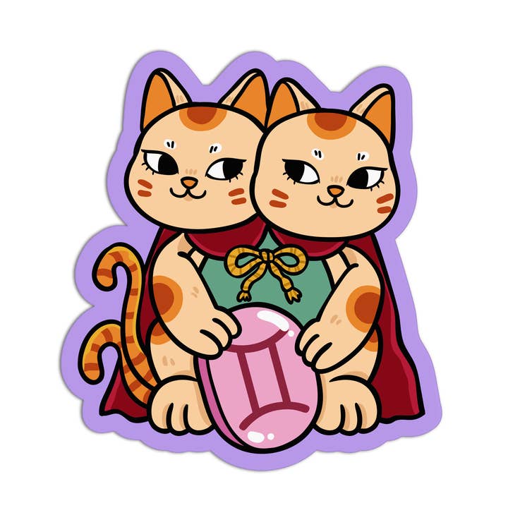 Twee keer zo gelukkige kat gestructureerde stickers voor wholesale door Girls Printing House