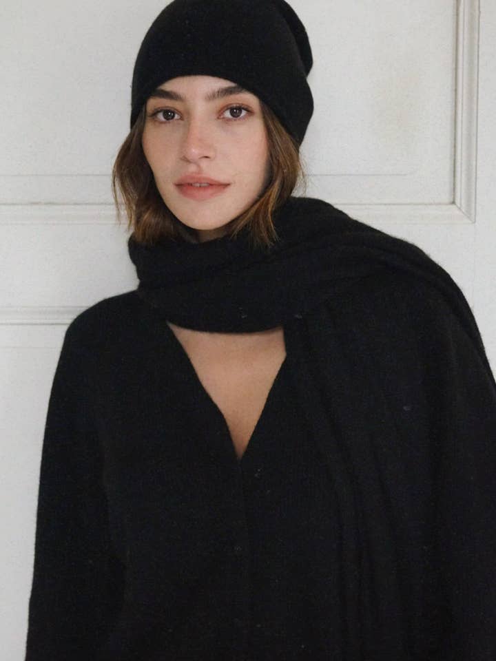 The Mathilda Cashmere Beanie // Noir for wholesale by Beachwood The Label