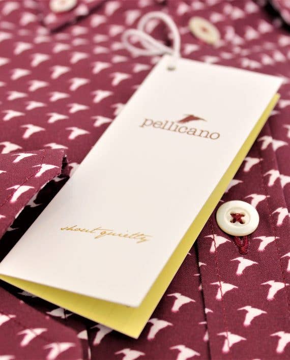 Pellicano – Großhandel Hemd mit Button-down-Kragen – Herren – Claret Button-Down-Hemd für Herren mit Signature Print1