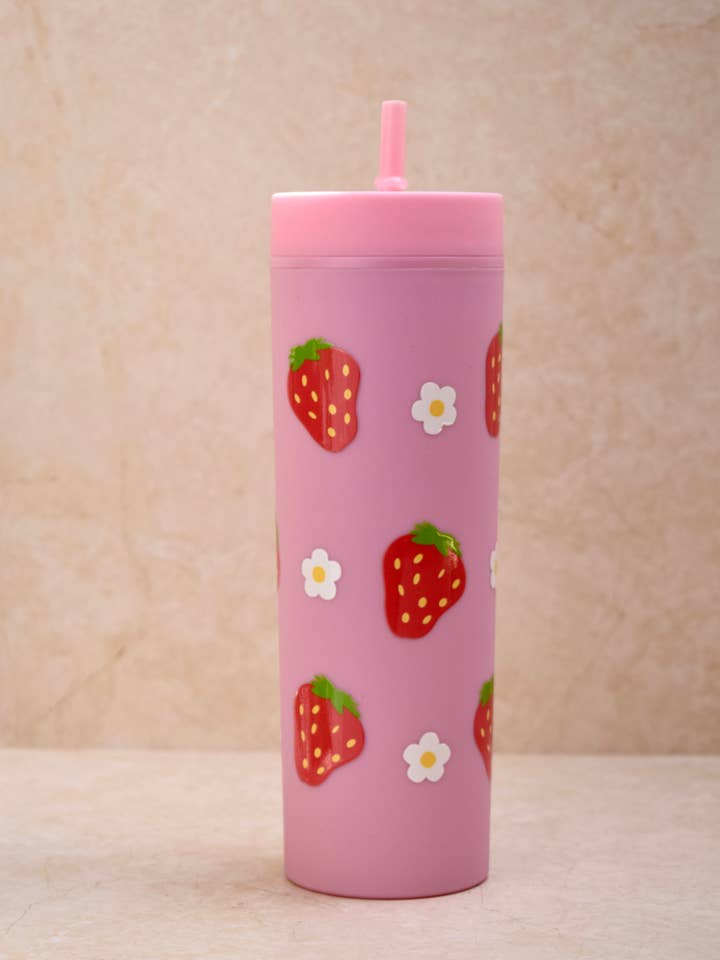 Tumbler cup strawberries and daisies for wholesale by the cute cloud
