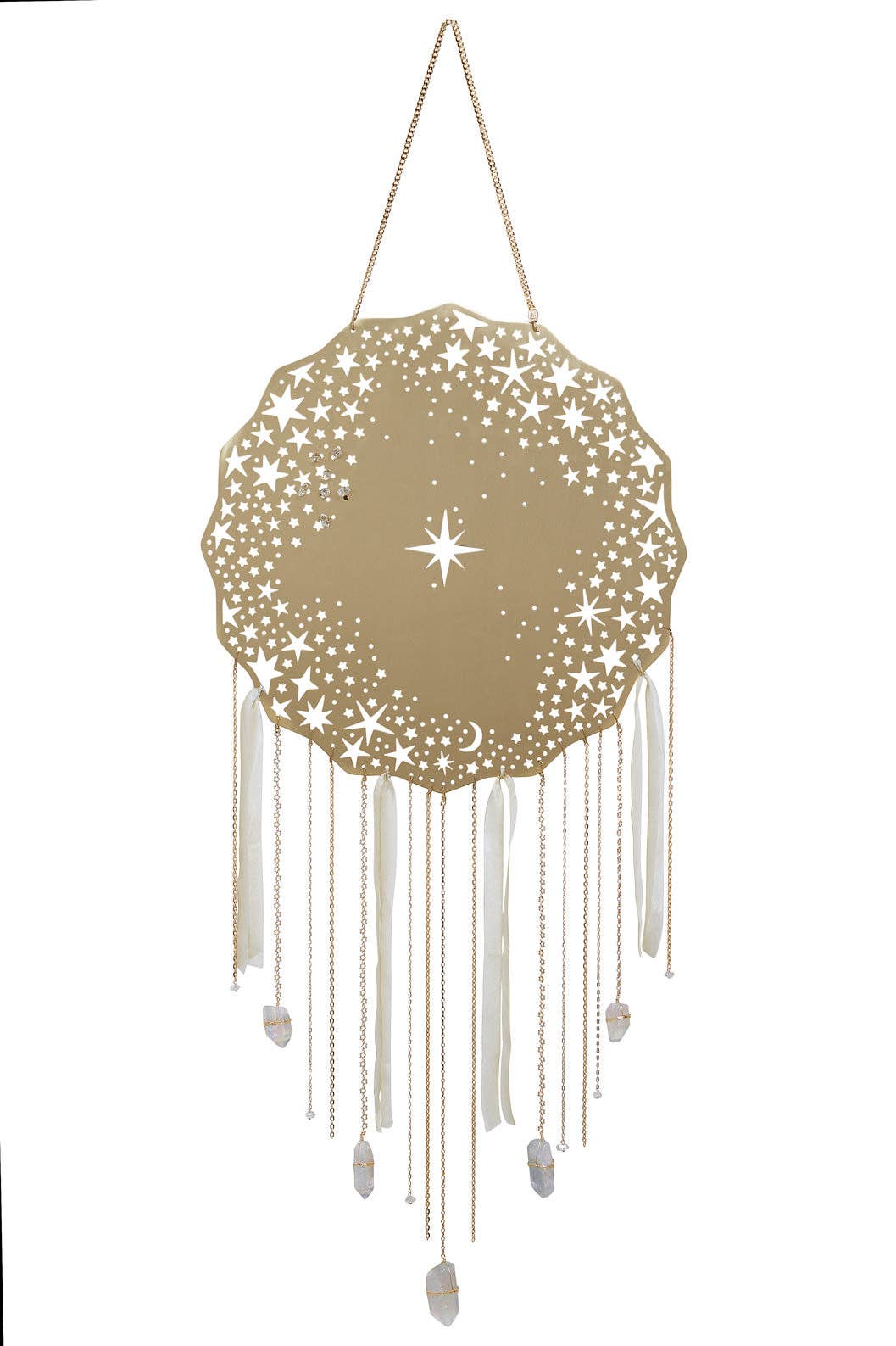 Celestial Aura Quartz Dreamcatcher – Healing Crystal & Brass for wholesale on Faire2