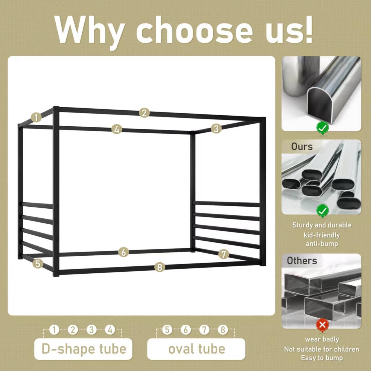 HOMYCASA DESIGN INC - Wholesale Bed - Queen size sunshade floor bed, iron double-size bed frame, modern low-profile double-size bed, equipped with fence-style guardrails, black series5